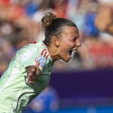 Arianna Caruso: une frappe de toute beauté pour donner la victoire à l'Italie. KEYSTONE/CYRIL ZINGARO